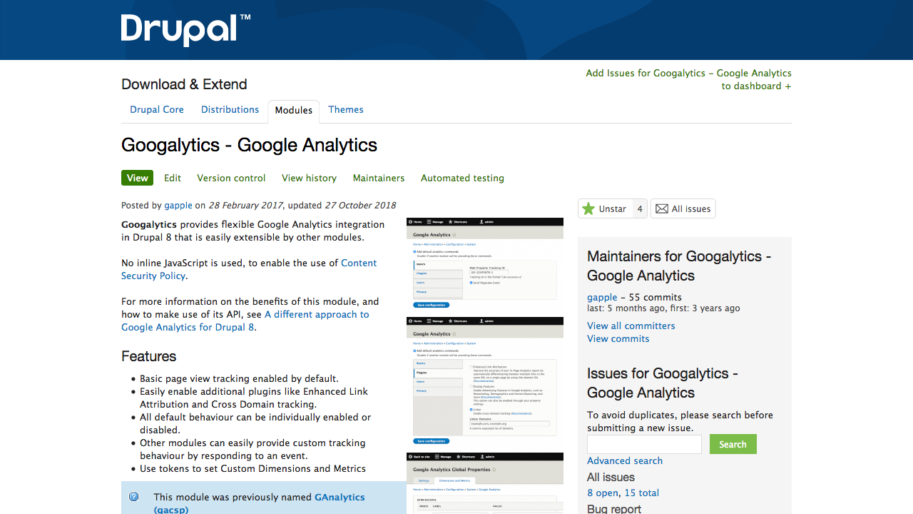 Googalytics Drupal module project page