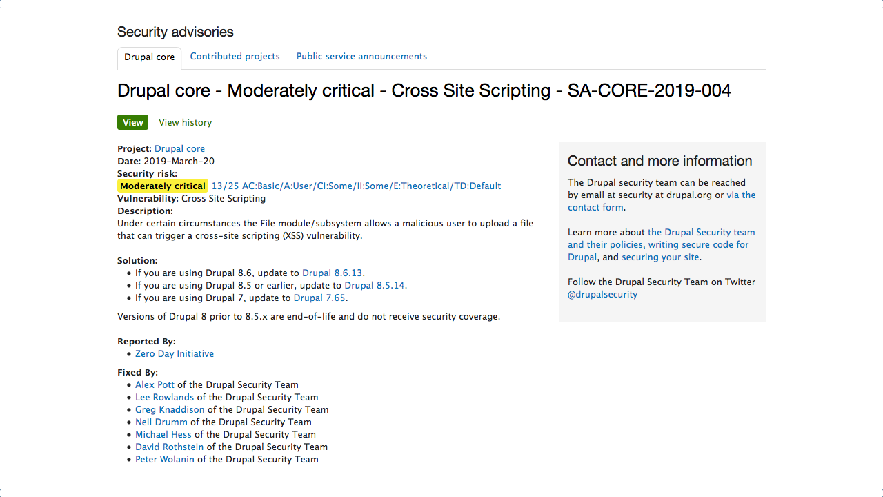 Drupal XSS Security Advisory